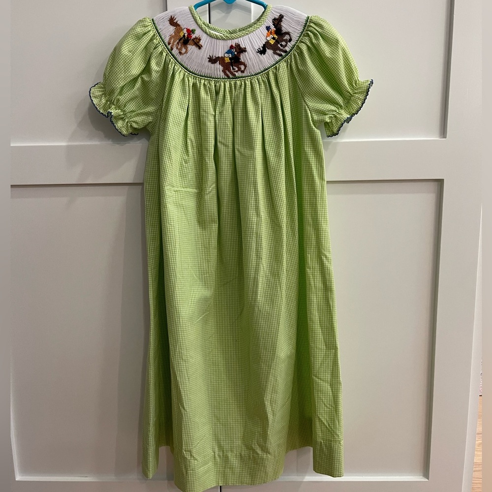 Girls Smocked dress with horses